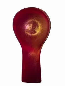 Large Modern Spoon Rest Red/Purple Fuchsia & Gold Dichroic 
9-3/8” x 4-1/2”