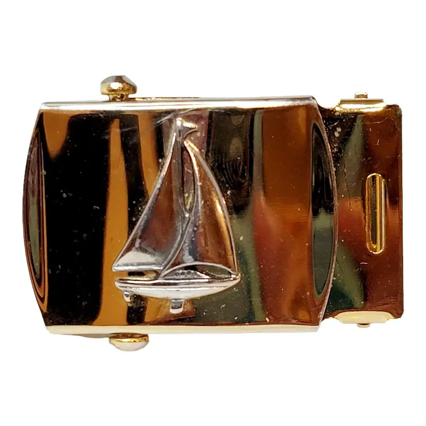 Small Belt Buckle Solid Brass SAILBOAT NAUTICAL  BEACH design