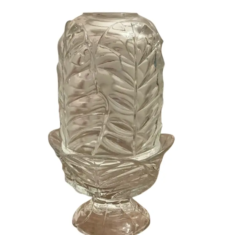 Vintage Viking 2-piece Clear Cabbage Leaf Fairy Lamp 6 1/2” X 4”