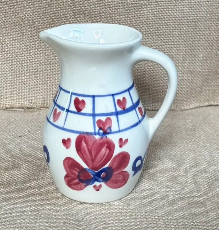 Vintage Shannon & Daughters Rustic Country Hearts Creamer Mini Pitcher Americana
