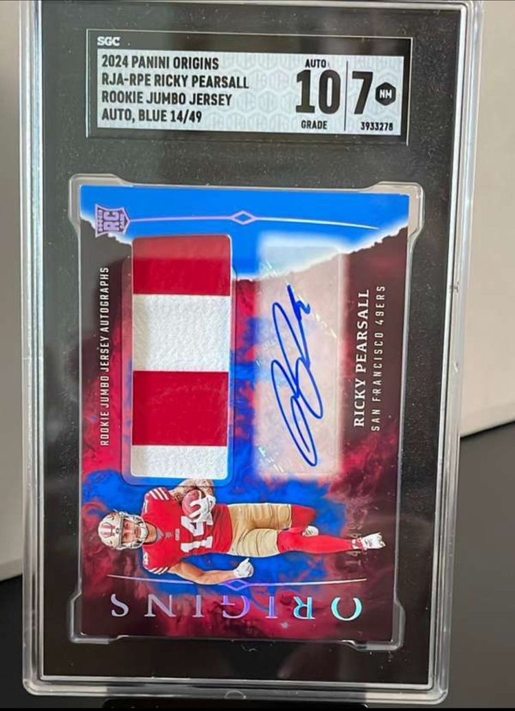 2024 Panini Origins Ricky Pearsall Rookie Jumbo Jersey Auto /49 SGC 7