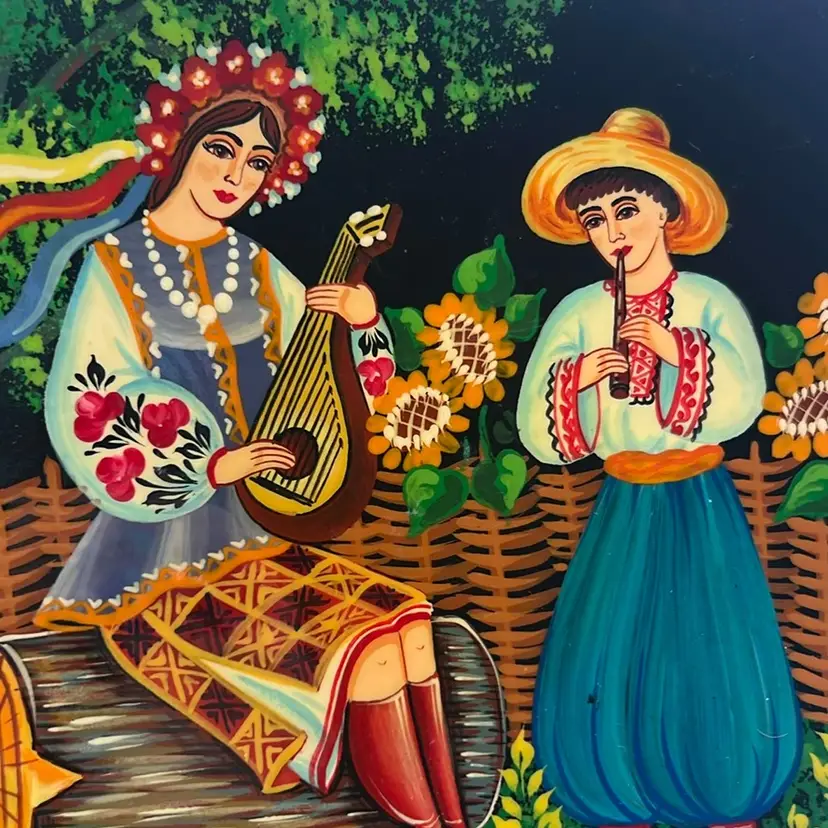 Ukrainian Folk Art Painted Wall Plate 9.5”