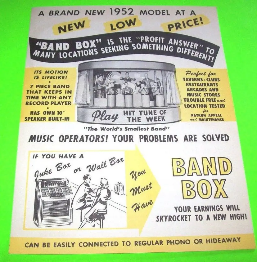 1952 Chicago Coin Band Box Flyer Vintage Jukebox Music Promo Ephemera