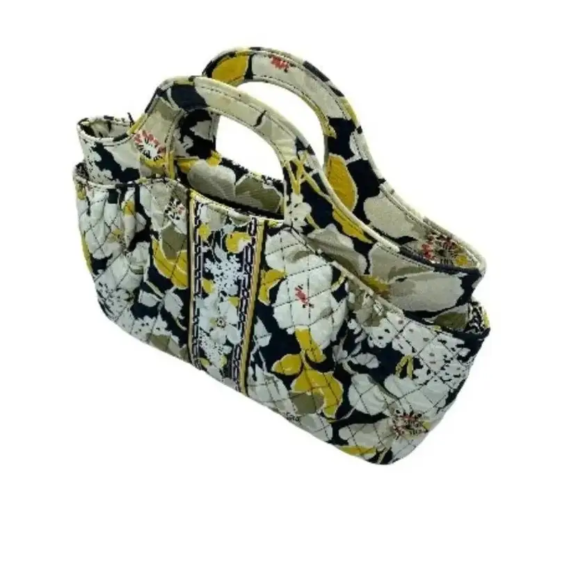 #2508 Vera Bradley Dogwood Classic Zip Clutch handle Purse Yellow Black White