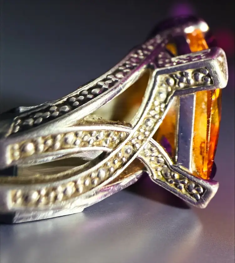 Sterling Silver Citrine Ring Size 10