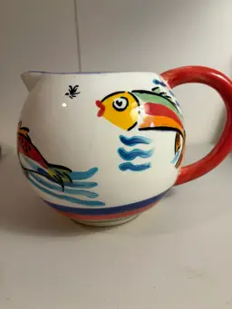 Les Tropiques Large Hand Painted Pitcher
