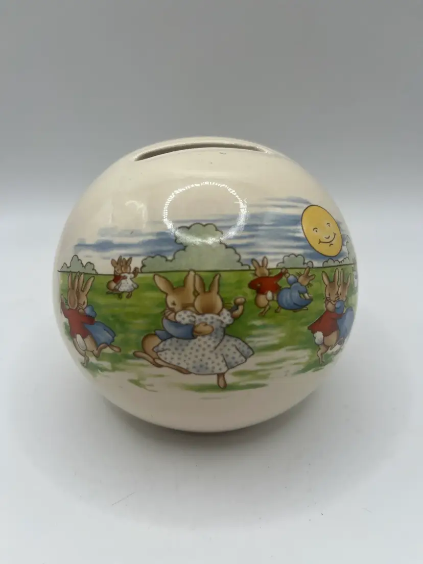 Royal Doulton  Exclusive  Bunnykins  60th Anniversary Bank Money Ball Bank