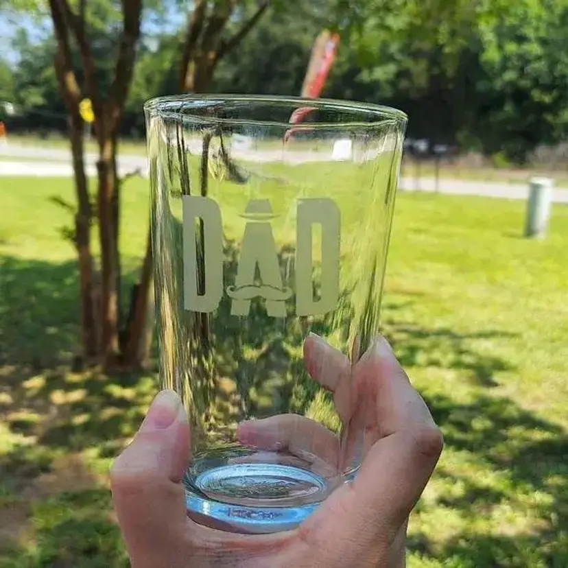 Hand etched Dad pint glass