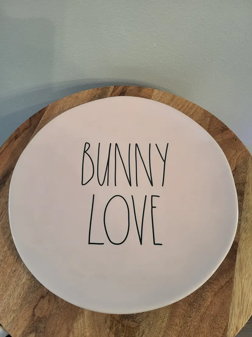 New  Dunn Bunny Love Pink 11” Dinner Plate/Platter