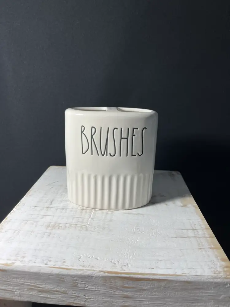 Rae Dunn Ceramic 2 Slotted Brushes Vessel