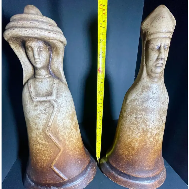 Chess Pieces King & Queen Large Terracotta Decorative Statue 16" & 18"