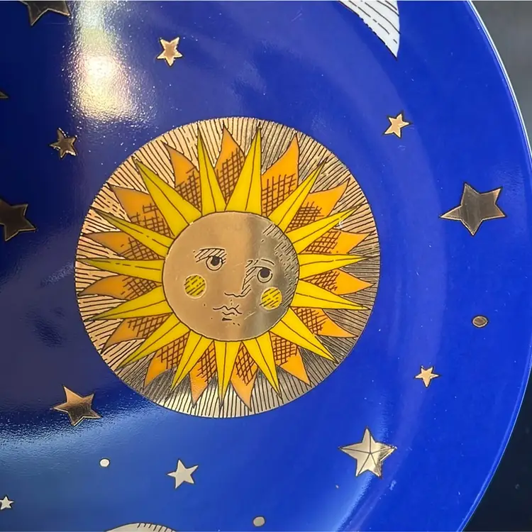 CELESTIAL DEPT DEPARTMENT 56 DPT2 SKY BLUE DINNER PLATE 10.25" SUN MOON STARS PLANET CLOUD