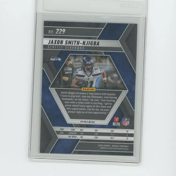 Football 2025 Panini Mosaic - Jaxon Smith-Njigba #229 Reactive Purple Mosaic Prizm Seattle Seahawks
