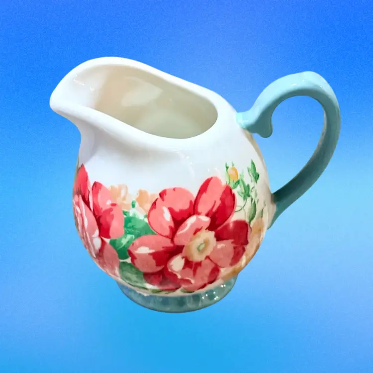 Hi Vintage Retired Pioneer Woman Flea Market Floral Mini Stoneware Creamer Pitcher Country Core