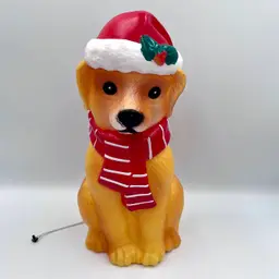 Lightup Puppy Dog Holiday 11” Blow Mold Tabletop Christmas Decoration