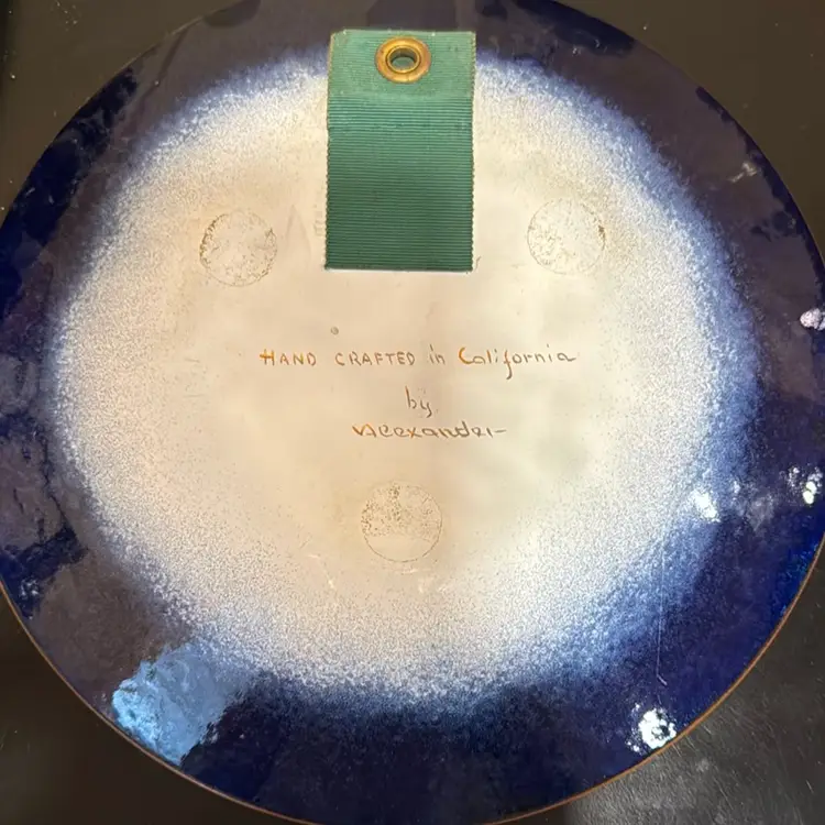 Vintage Lily Alexander Signed “Anenomes” Enameled Copper Plate MCM 1950s/1960s - 9” Diameter