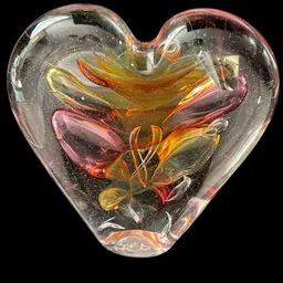 Signed, Heart Shaped Paper Weight 3” Tall