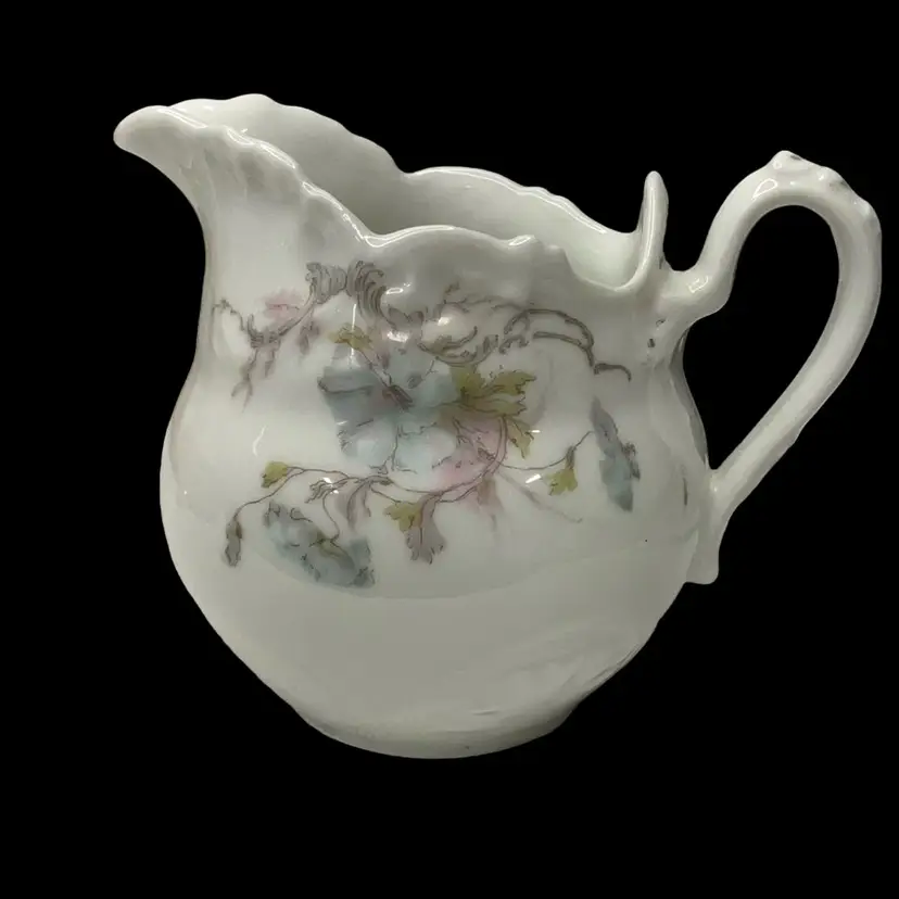 Limoges France Porcelain Pink Blue Floral Cream Pitcher 4β