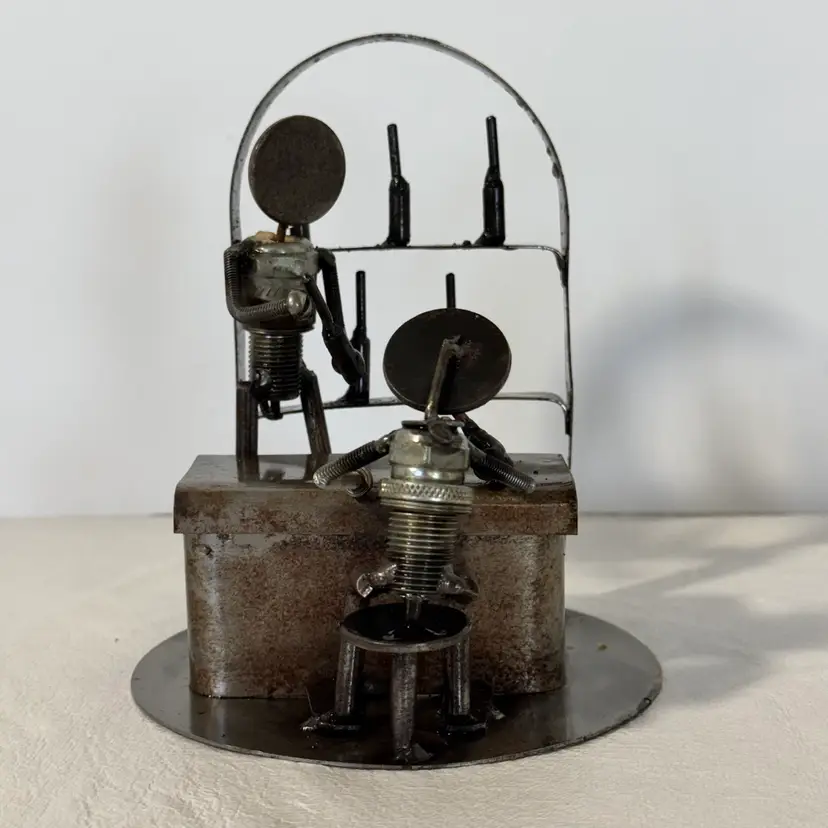 Metal Bar Scene Bartender Customer Nuts Bolts Washers Sheetmetal 6.5" Tall