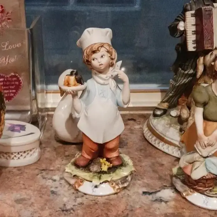 Vintage Capodimonte G Pezzato Italian Porcelain Figurine "Child Baker".