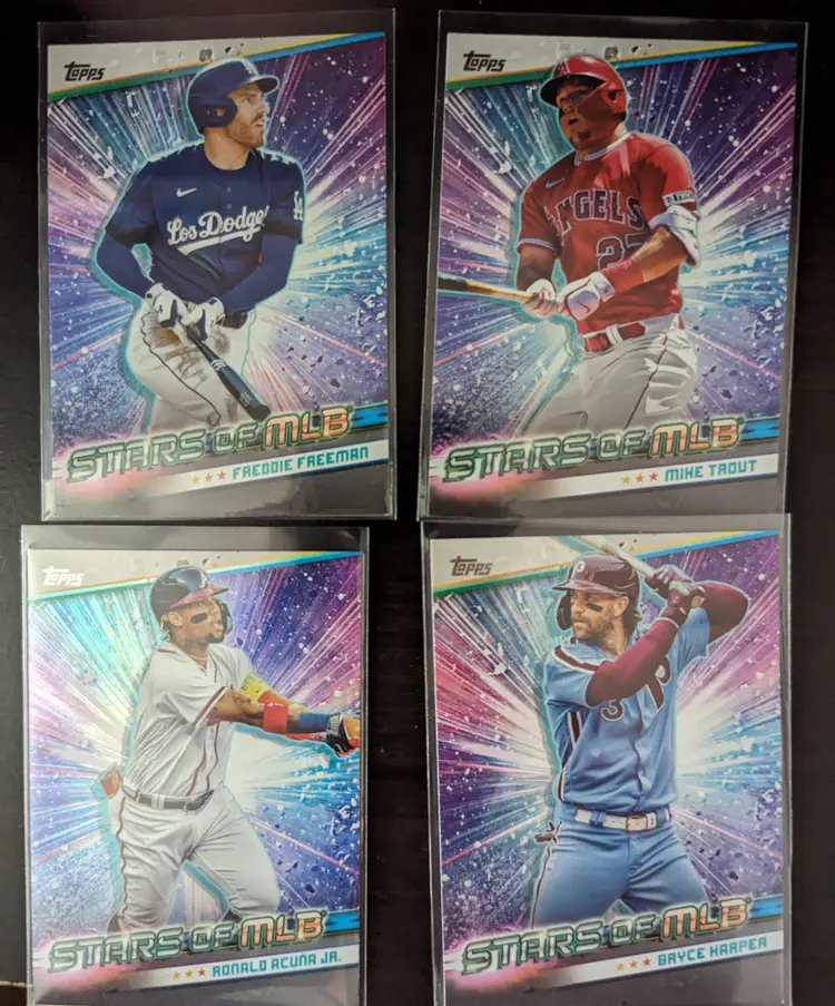 Stars Of MLB Lot (10 Cards) (Trout, Acuna, Freeman, Rodrieguez, And More)