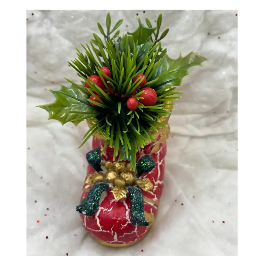 Vintage Ceramic Christmas Boot Planter