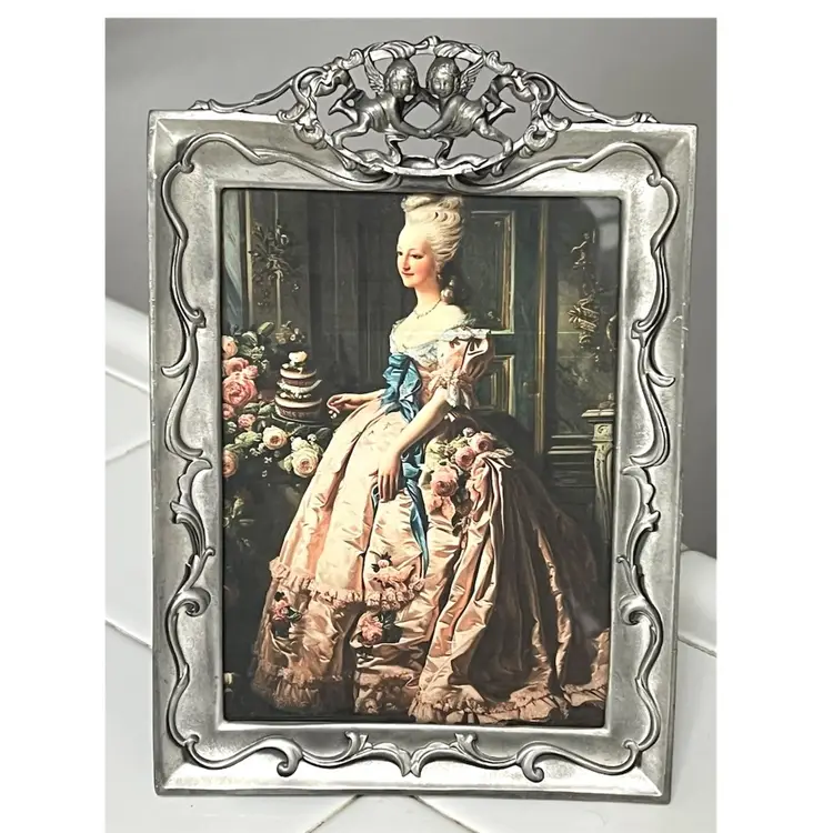 Seagull Pewter Etain Zinn 5x7 in Photo Size Frame Angels Cherubs Canada 1994