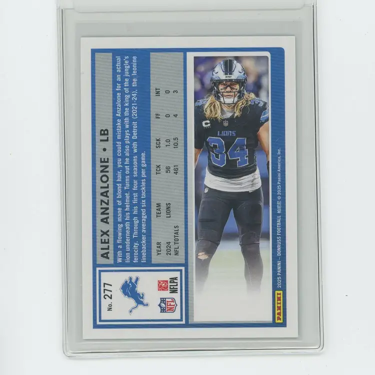 Football 2025 Panini Donruss Alex Anzalone #277 Press Proof Green Detroit Lions