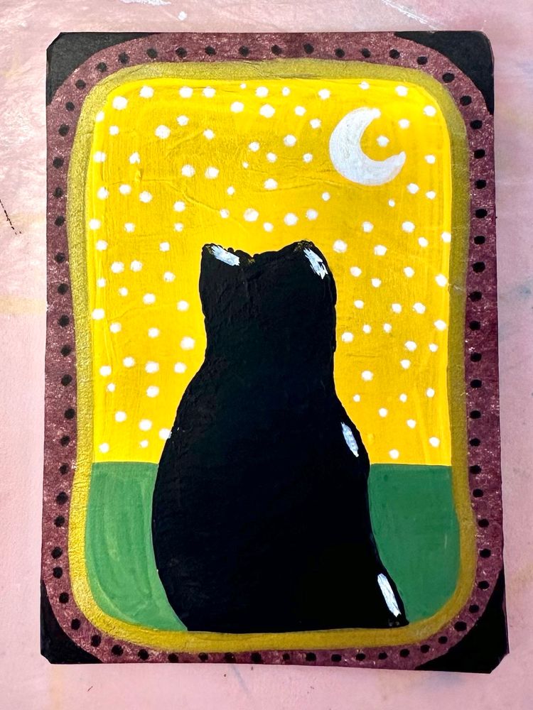 Choice Black Cat Artist Trading Card 2.5 X 3.5” Series 4 Handmade