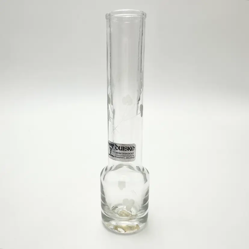 Duiske Irish Hand Cut Etched Clear Glass Bud Vase 6x1.75”