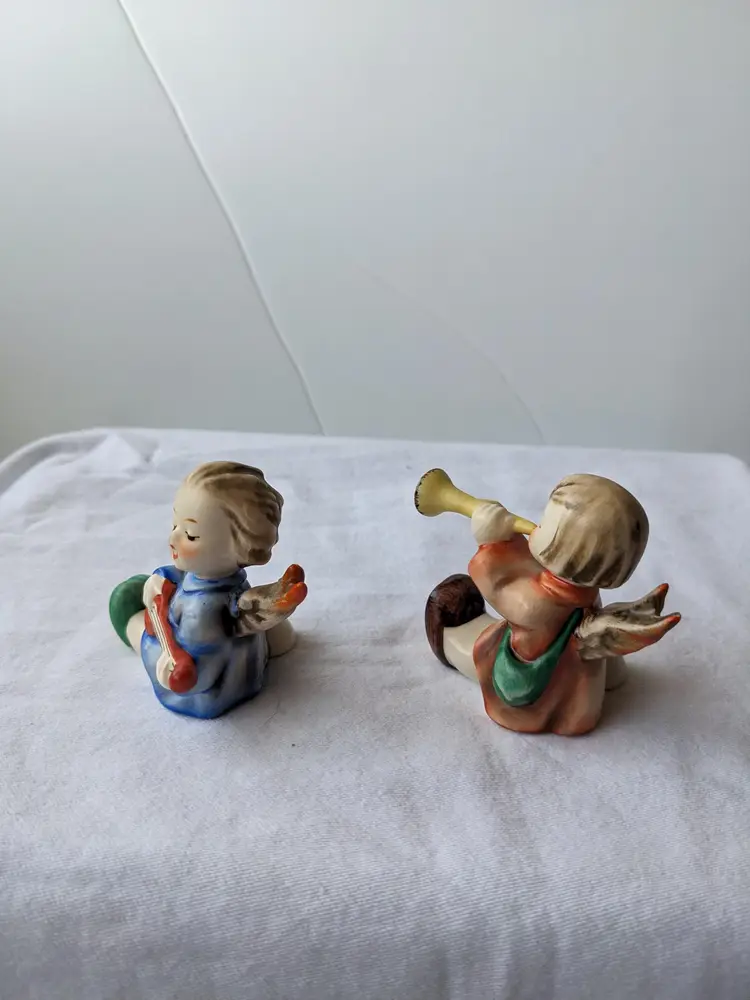 Vintage Gobel Hummel Joyous News Angels Candle Holders Christmas Holidays - 2