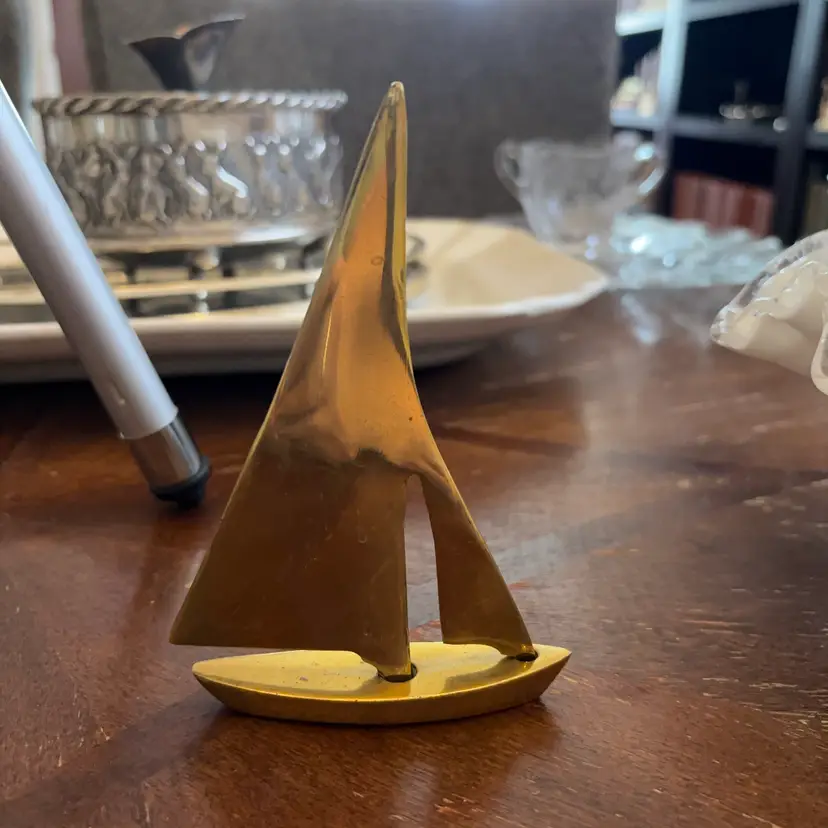 🐇Vintage Solid Brass Ship Figurine Paperweight