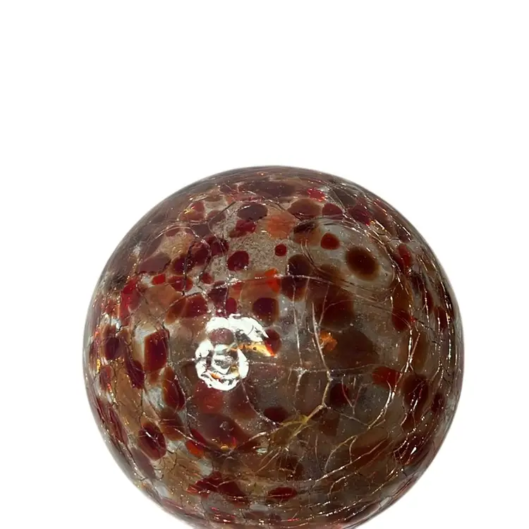 Blown Glass Sphere Crackle Glass With Open Pontil