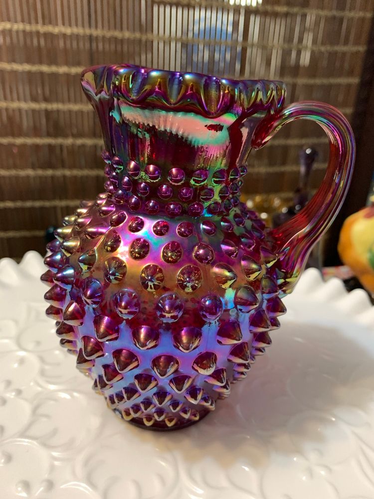FENTON Hobnail Red Carnival Pitcher