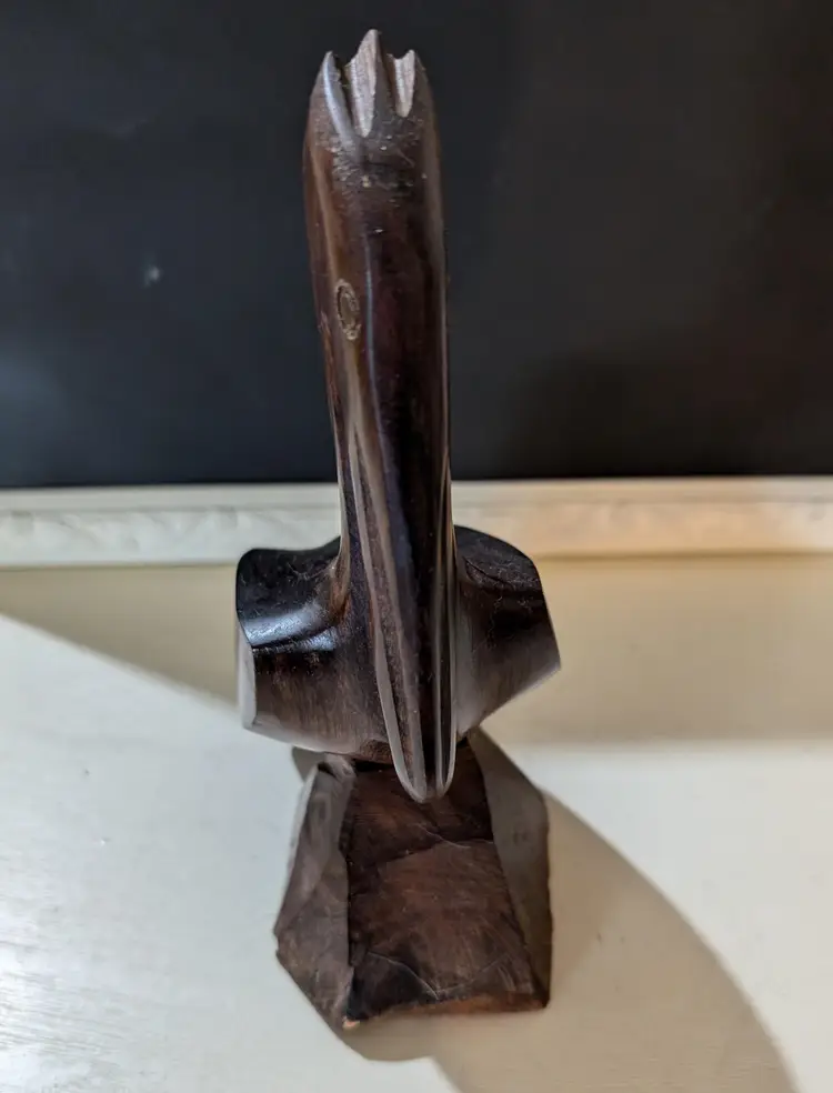 Vintage Hand-Carved Wooden Pelican Figurine