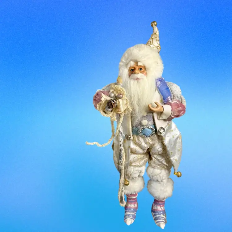 Vintage Santa Blue/Lav 14”  Figurine MBCA Importing With Original Sticker
14” T x 5” W
