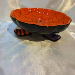 Footed Ceramic Spider web candy dish