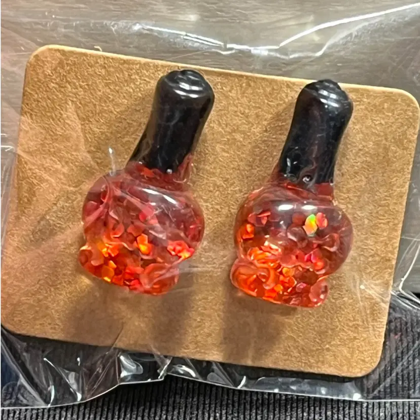Red Fingernail, Polish Stud Earrings Made By Me