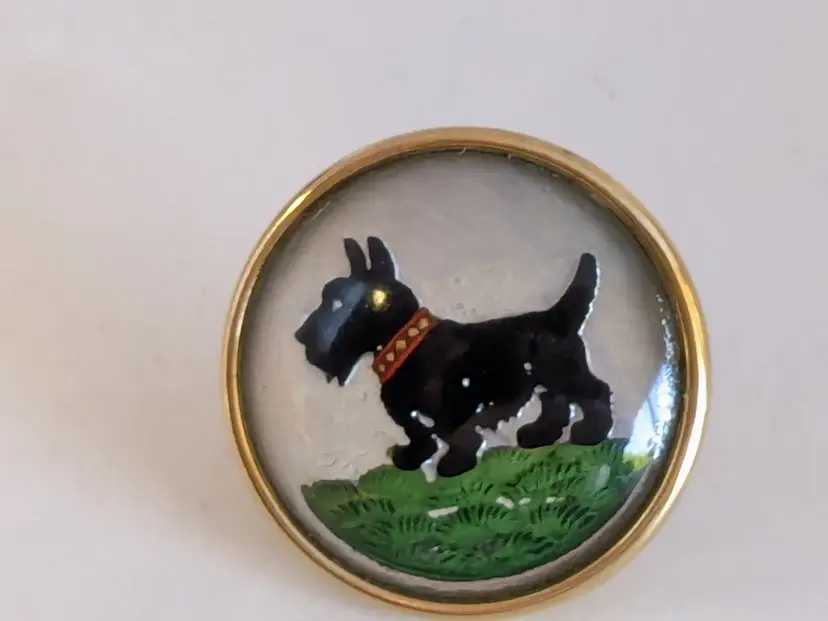 Vintage Scottie Dog Reverse Intaglio Brooch Pin