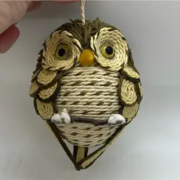 Natural Materials Rope Straw Owl Ornament 4”