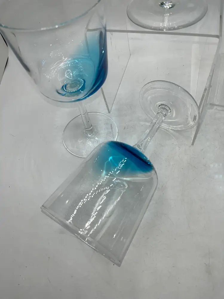 Vintage Royal Dalton Blue & Clear Wine Glasses