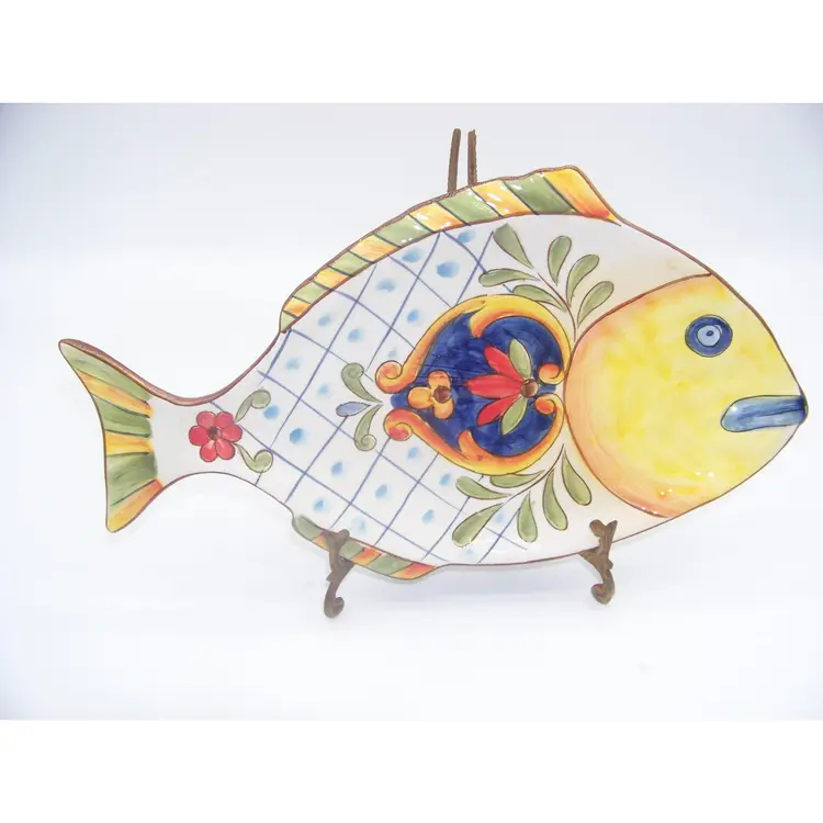 Maxcera Tuscan Style Hand Painted Fish Platter