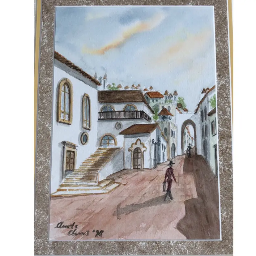 Watercolor Painting Stucco Architecture Southwestern Light And Shadow Play