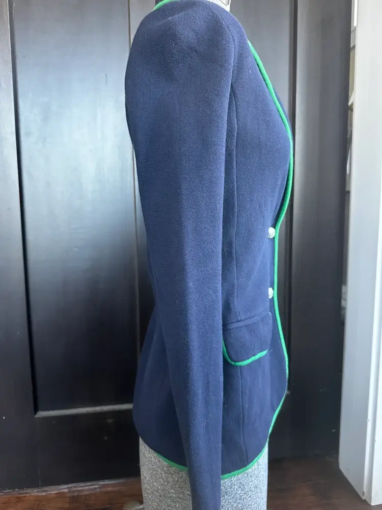 Lauren Ralph Lauren Navy Knit Embroidered Blazer Jacket Size XSBadge Crest Lions