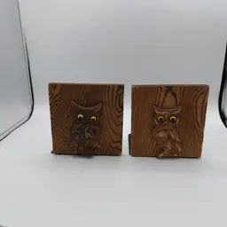 Vintage Otagiri Owl Wood Book Ends