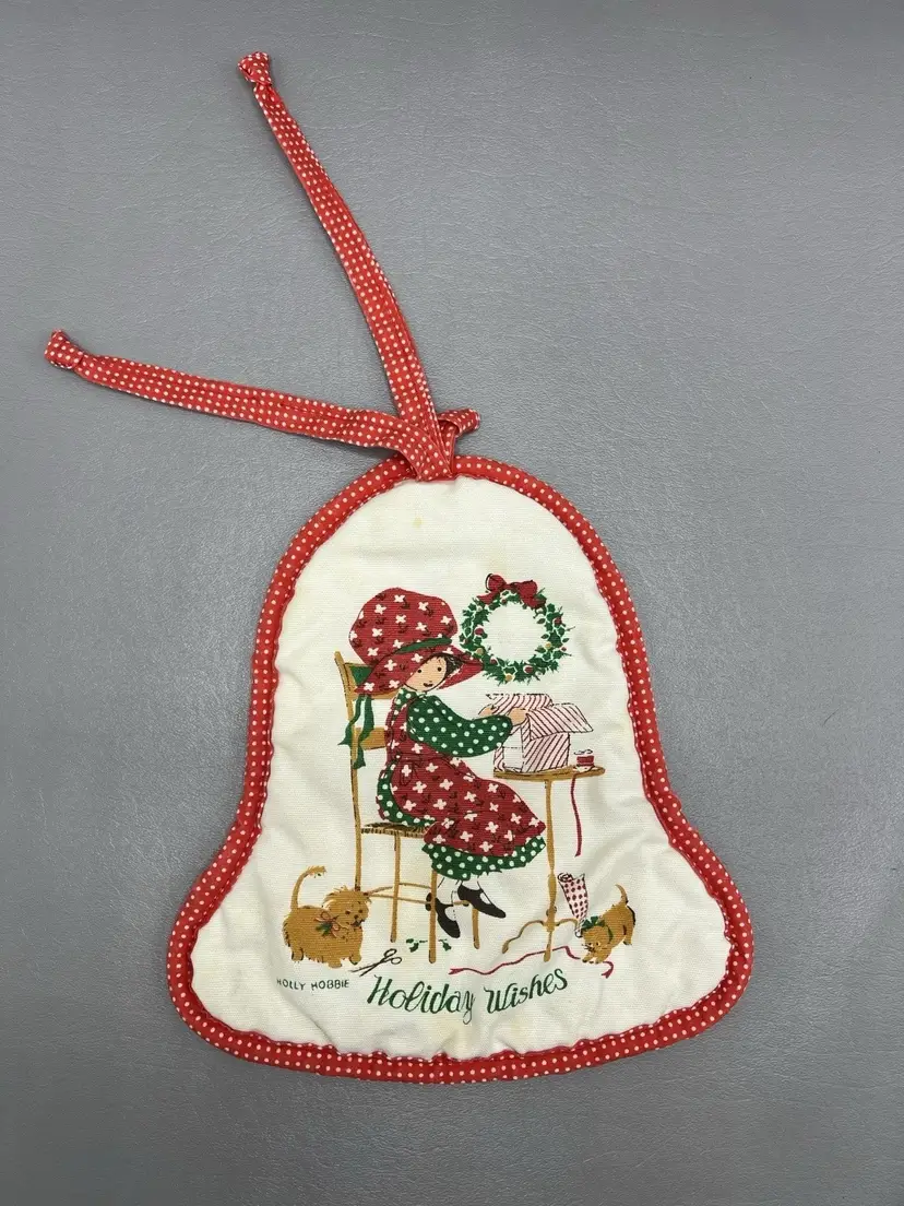 Vintage Holly Hobbie Holiday Wishes Christmas Oven Mitt American Greetings Cat Dog
