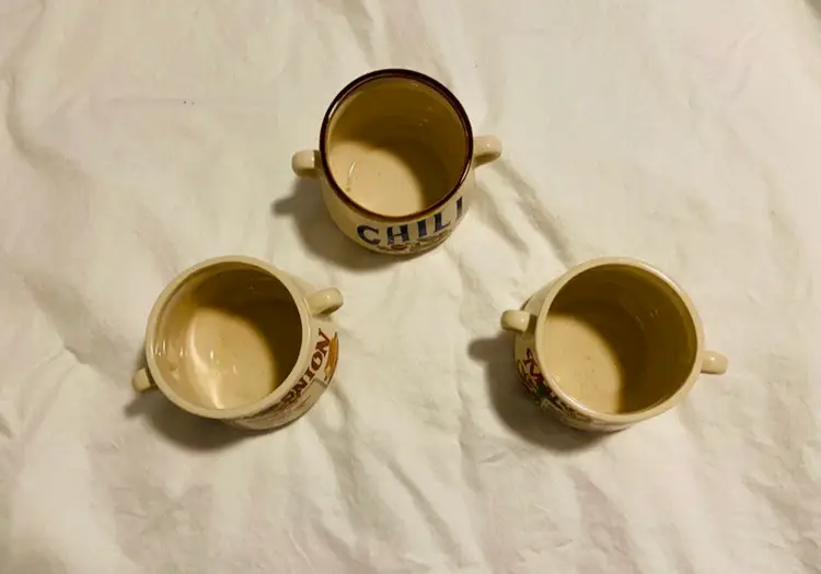 Soup Recipe Mugs from Japan Mushroom French Onion and Chili Retro Mid Century CottageCore Vintage