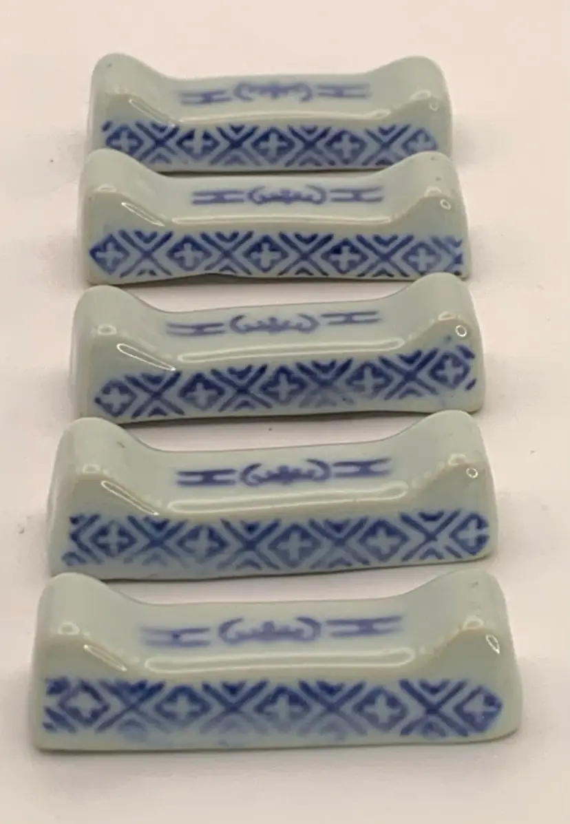 5 Ceramic Blue And White Chopstick Or Knife Rests