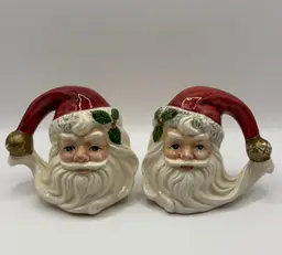 Vintage 1993 Saint Nick Santa Claus Ceramic Salt & Pepper Shakers, Festive Christmas Holiday Decor, By OCI, Made In China