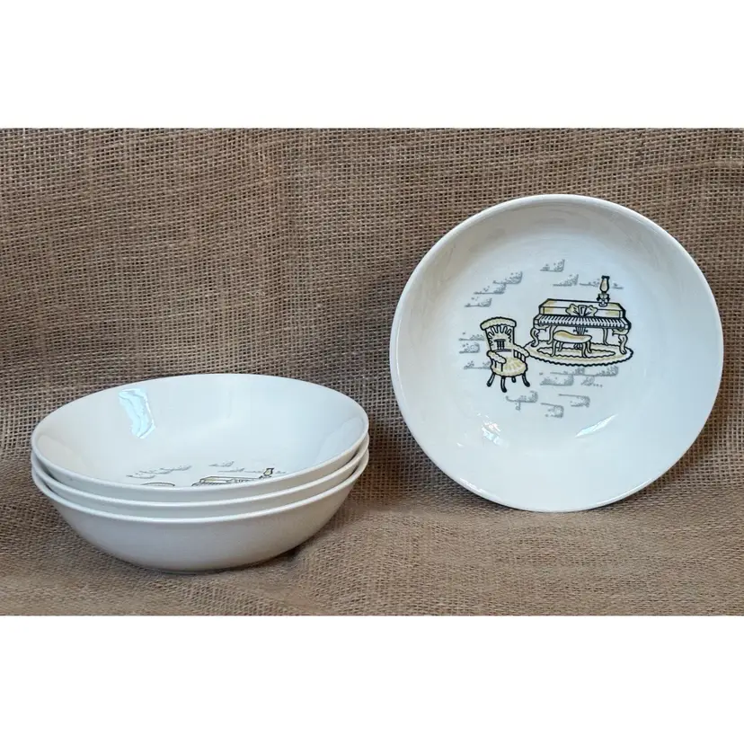 Vintage Marcrest Stetson Gay Nineties Soup Cereal Bowl Set 1950s Retro MCM